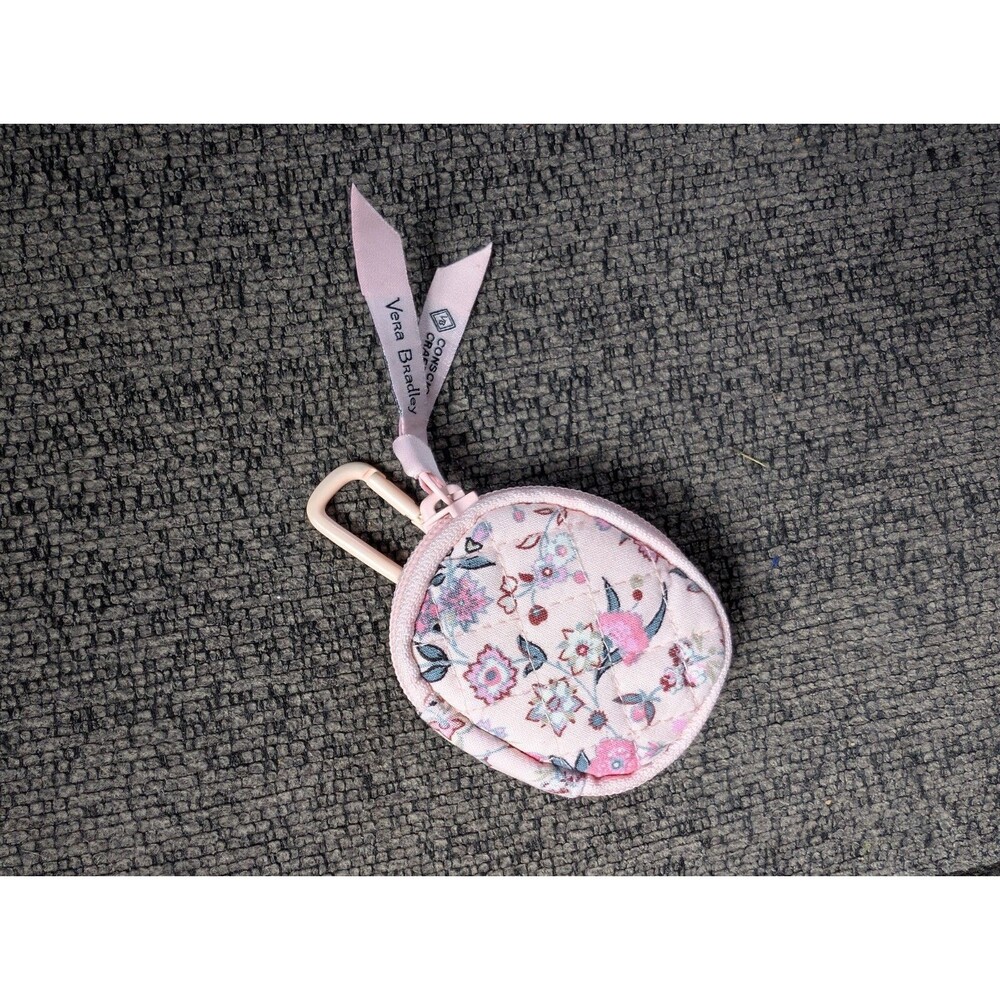 Vera Bradley Pink Floral Multi Color AirPod Holder Keychain Case Accessory